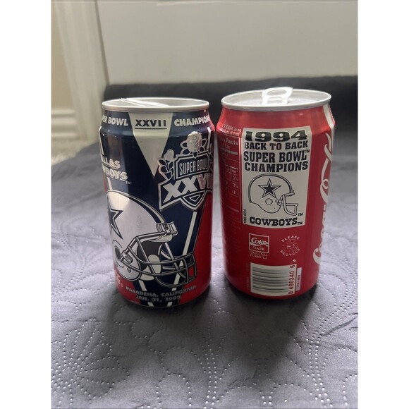 1993 & 94 SUPER BOWL CHAMPION Dallas Cowboys COCA-COLA NFL VTG 2 Cans Empty READ - Picture 7 of 7